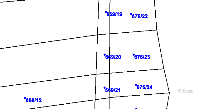 Parcela st. 669/20 v KÚ Chlebov, Katastrální mapa