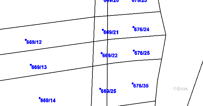 Parcela st. 669/22 v KÚ Chlebov, Katastrální mapa