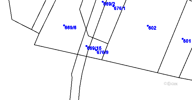 Parcela st. 676/9 v KÚ Chlebov, Katastrální mapa