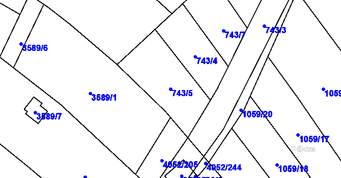 Parcela st. 743/5 v KÚ Chlebov, Katastrální mapa