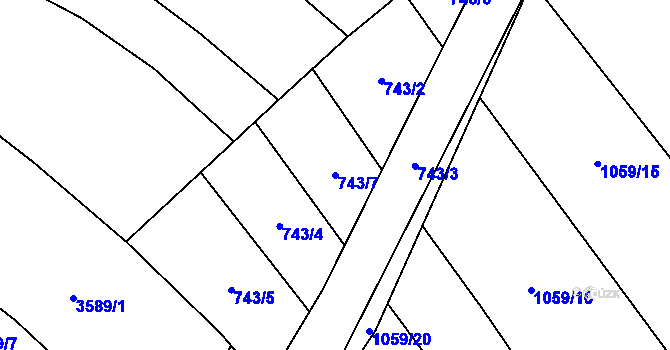 Parcela st. 743/7 v KÚ Chlebov, Katastrální mapa
