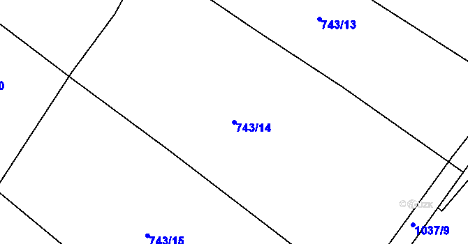 Parcela st. 743/14 v KÚ Chlebov, Katastrální mapa