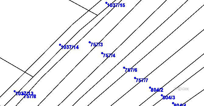 Parcela st. 757/4 v KÚ Chlebov, Katastrální mapa