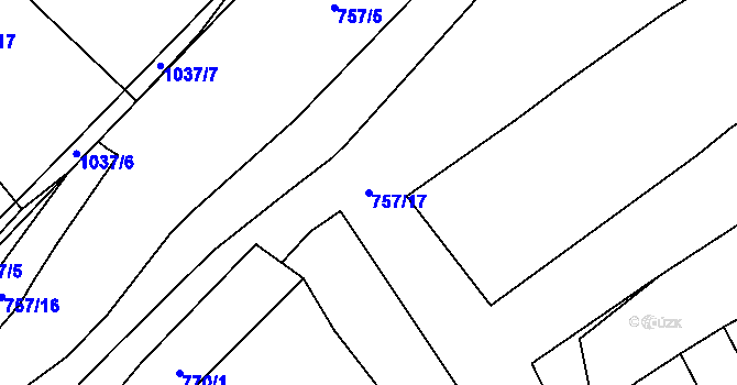 Parcela st. 757/17 v KÚ Chlebov, Katastrální mapa