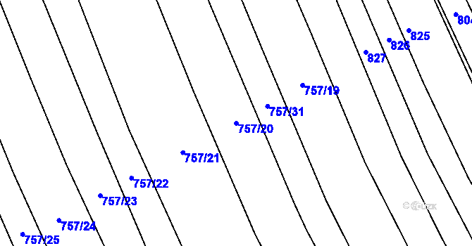 Parcela st. 757/20 v KÚ Chlebov, Katastrální mapa