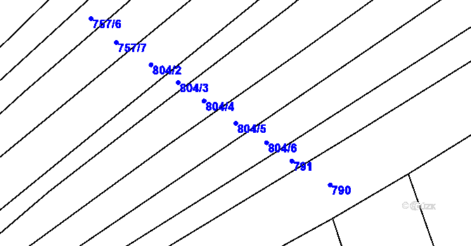Parcela st. 804/5 v KÚ Chlebov, Katastrální mapa