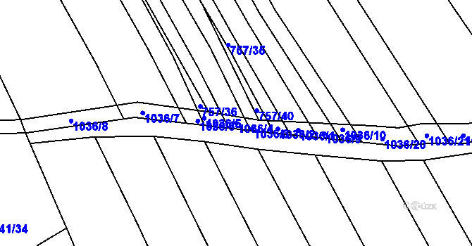 Parcela st. 1036/4 v KÚ Chlebov, Katastrální mapa