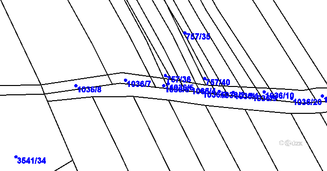 Parcela st. 1036/6 v KÚ Chlebov, Katastrální mapa