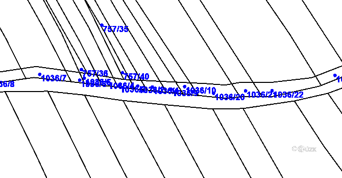Parcela st. 1036/9 v KÚ Chlebov, Katastrální mapa