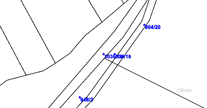 Parcela st. 1036/16 v KÚ Chlebov, Katastrální mapa
