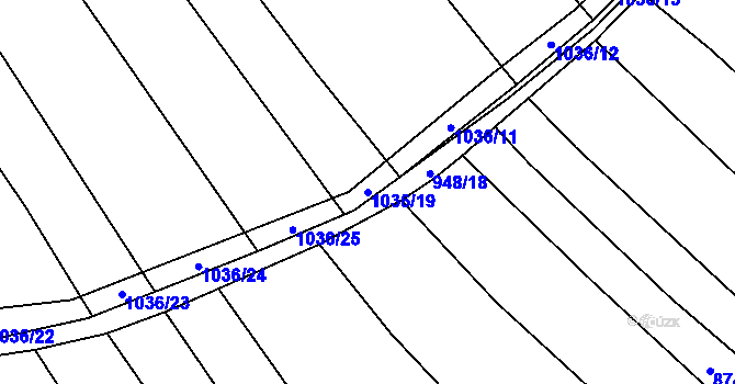 Parcela st. 1036/19 v KÚ Chlebov, Katastrální mapa