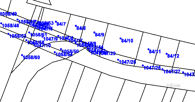 Parcela st. 1047/29 v KÚ Chlebov, Katastrální mapa