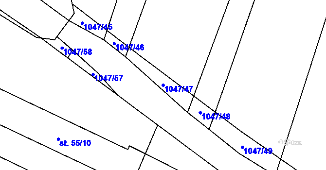 Parcela st. 1047/47 v KÚ Chlebov, Katastrální mapa