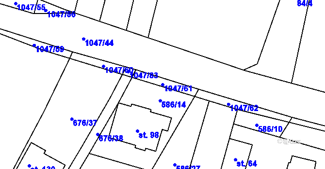 Parcela st. 1047/61 v KÚ Chlebov, Katastrální mapa