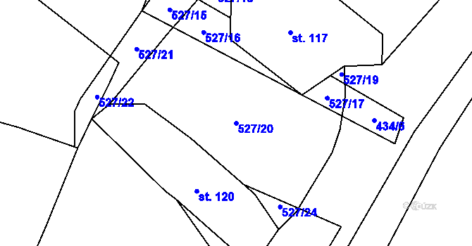 Parcela st. 527/20 v KÚ Chlebov, Katastrální mapa