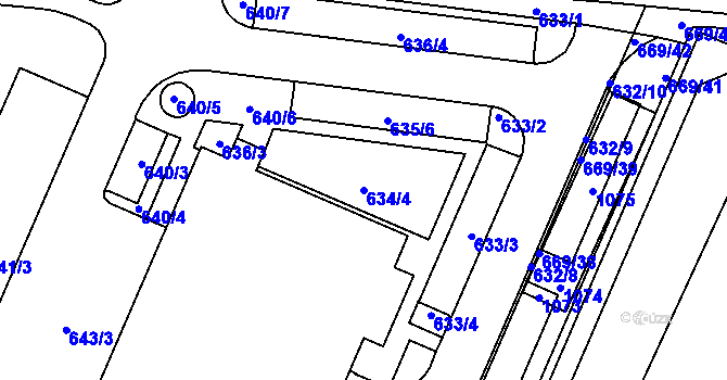 Parcela st. 634/4 v KÚ Chlebov, Katastrální mapa