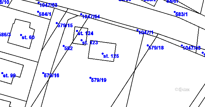 Parcela st. 125 v KÚ Chlebov, Katastrální mapa