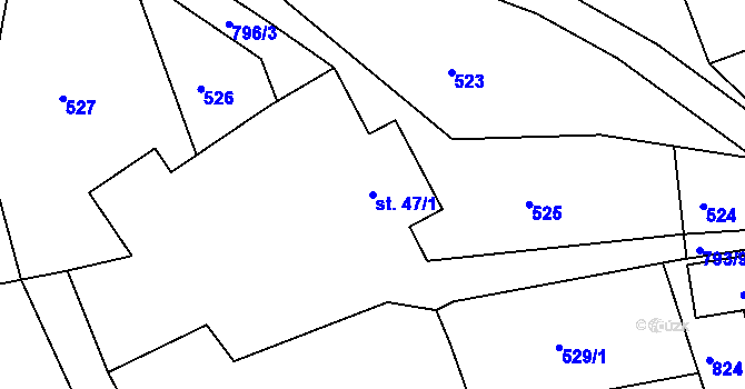 Parcela st. 47/1 v KÚ Soběslavice, Katastrální mapa