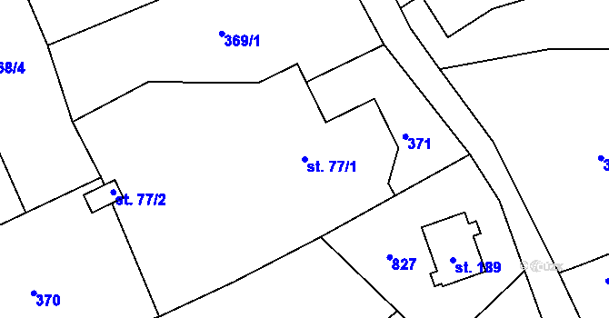 Parcela st. 77/1 v KÚ Soběslavice, Katastrální mapa