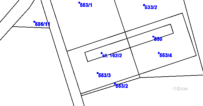 Parcela st. 162/2 v KÚ Soběslavice, Katastrální mapa