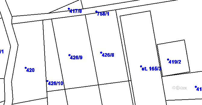 Parcela st. 426/8 v KÚ Soběslavice, Katastrální mapa