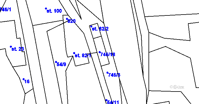 Parcela st. 746/18 v KÚ Soběslavice, Katastrální mapa