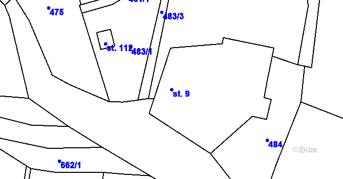 Parcela st. 9 v KÚ Soběsuky u Nepomuka, Katastrální mapa