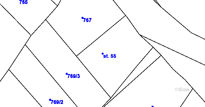 Parcela st. 55 v KÚ Soběsuky u Nepomuka, Katastrální mapa