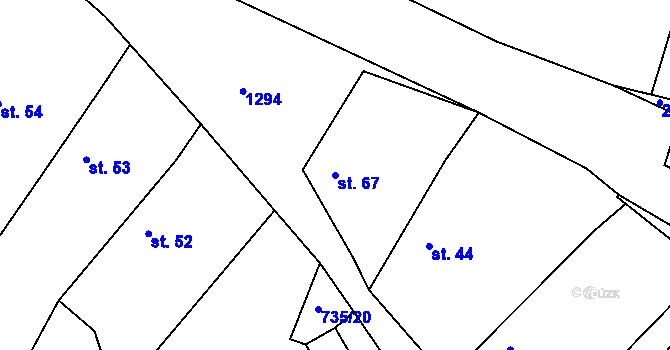 Parcela st. 67 v KÚ Soběsuky u Nepomuka, Katastrální mapa