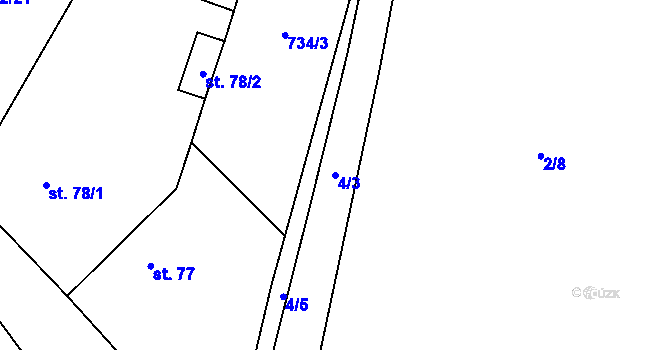 Parcela st. 4/3 v KÚ Soběsuky u Nepomuka, Katastrální mapa