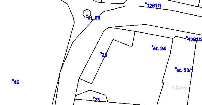 Parcela st. 25 v KÚ Soběsuky u Nepomuka, Katastrální mapa