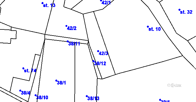 Parcela st. 42/3 v KÚ Soběsuky u Nepomuka, Katastrální mapa