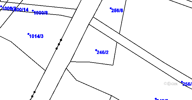 Parcela st. 246/2 v KÚ Soběsuky u Nepomuka, Katastrální mapa