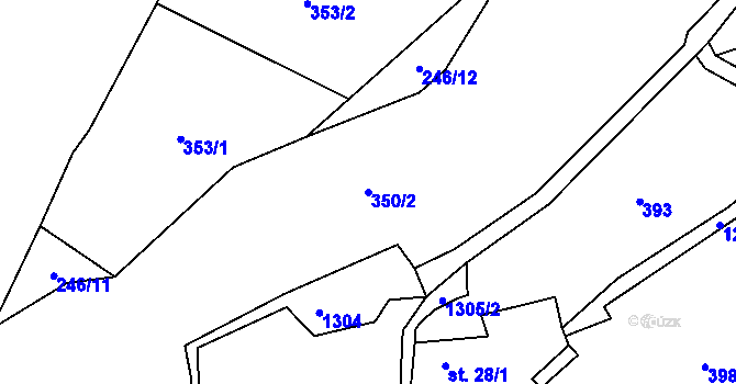 Parcela st. 350/2 v KÚ Soběsuky u Nepomuka, Katastrální mapa
