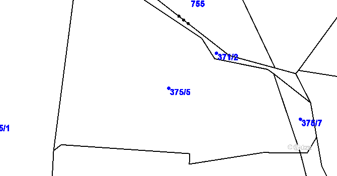 Parcela st. 375/5 v KÚ Soběsuky u Nepomuka, Katastrální mapa