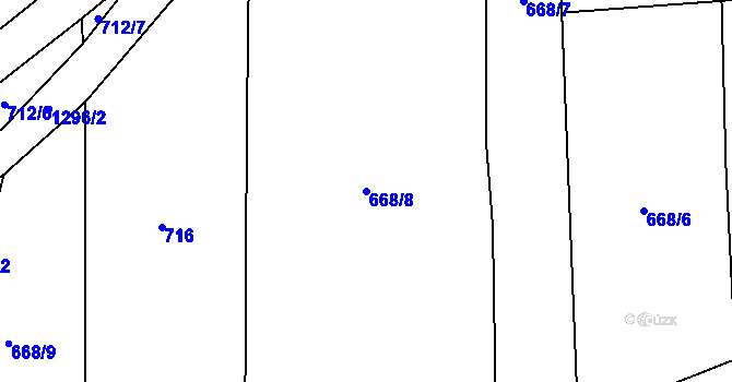 Parcela st. 668/8 v KÚ Soběsuky u Nepomuka, Katastrální mapa