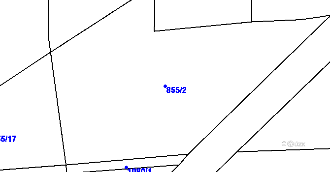 Parcela st. 855/2 v KÚ Soběsuky u Nepomuka, Katastrální mapa