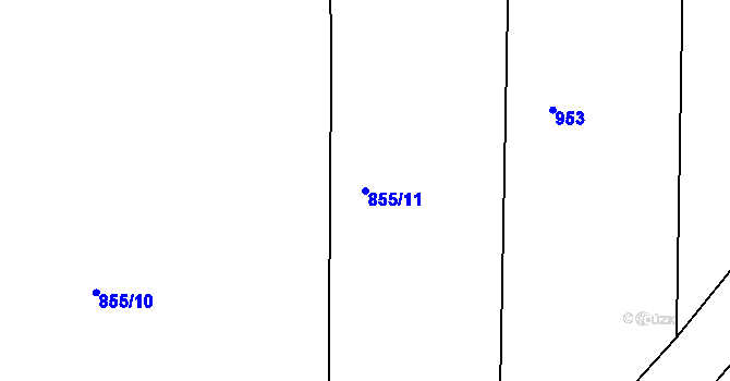 Parcela st. 855/11 v KÚ Soběsuky u Nepomuka, Katastrální mapa
