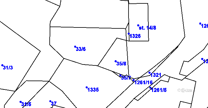 Parcela st. 35/6 v KÚ Soběsuky u Nepomuka, Katastrální mapa