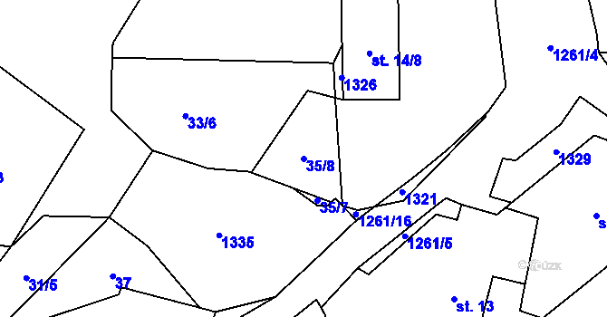 Parcela st. 35/8 v KÚ Soběsuky u Nepomuka, Katastrální mapa
