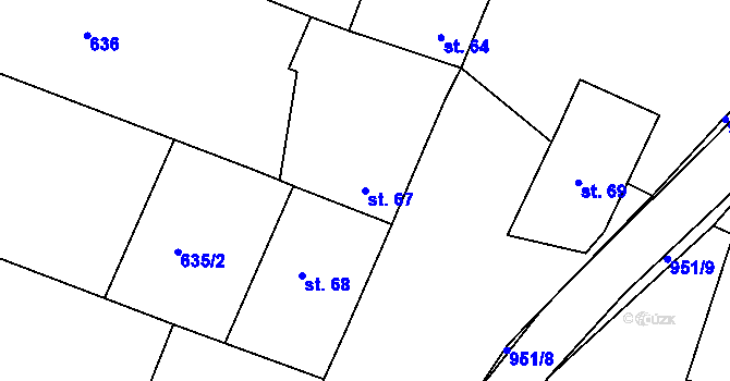 Parcela st. 67 v KÚ Milovice, Katastrální mapa