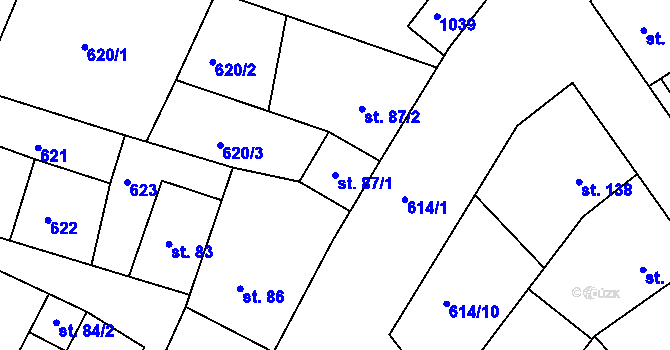 Parcela st. 87/1 v KÚ Milovice, Katastrální mapa