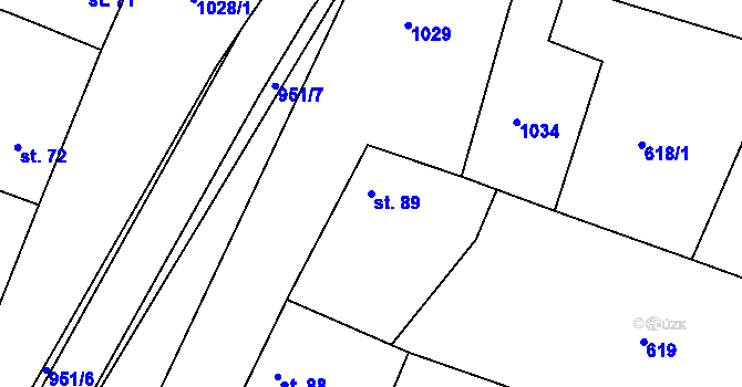 Parcela st. 89 v KÚ Milovice, Katastrální mapa
