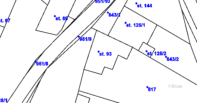Parcela st. 93 v KÚ Milovice, Katastrální mapa