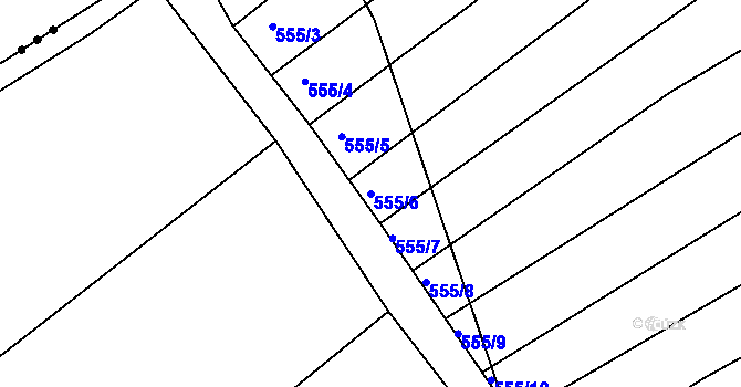 Parcela st. 555/6 v KÚ Milovice, Katastrální mapa