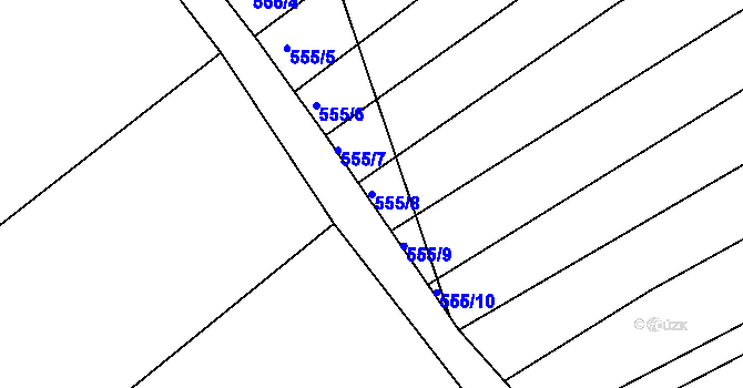 Parcela st. 555/8 v KÚ Milovice, Katastrální mapa