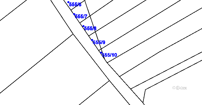 Parcela st. 555/10 v KÚ Milovice, Katastrální mapa