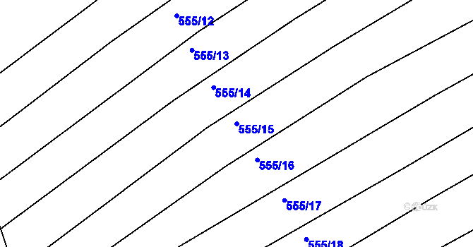 Parcela st. 555/15 v KÚ Milovice, Katastrální mapa