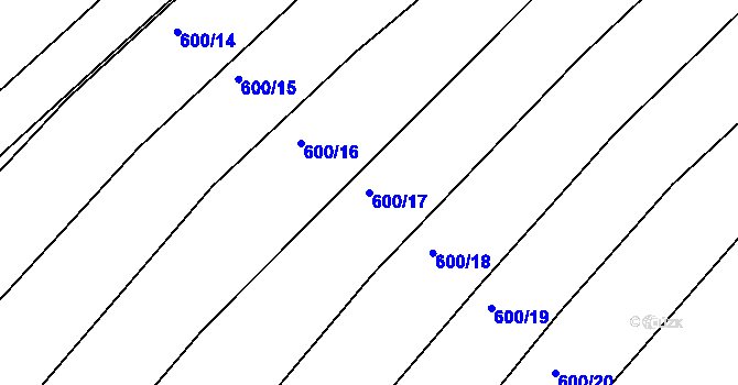 Parcela st. 600/17 v KÚ Milovice, Katastrální mapa