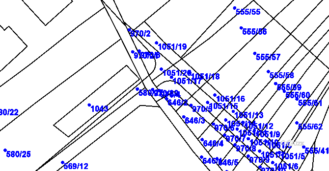 Parcela st. 970/4 v KÚ Milovice, Katastrální mapa